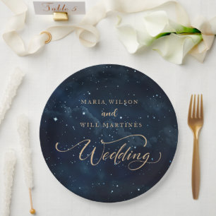 Elegante Sternennacht Hochzeit Himmelhochzeit  Pappteller