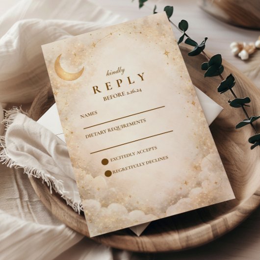 Elegante Sternennacht-Hochzeit RSVP Karte