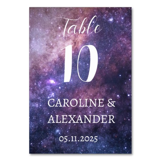 Elegante Sternennachts-Konstellation Galaxy Modern Tischnummer (Rückseite)