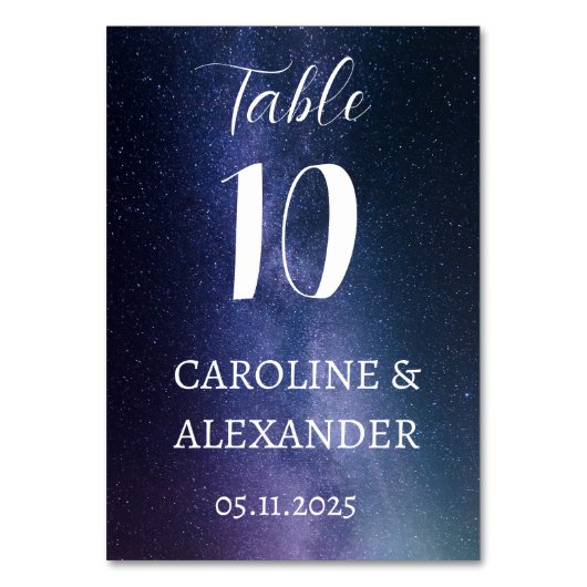 Elegante Sternennachts-Konstellation Galaxy Modern Tischnummer (Rückseite)