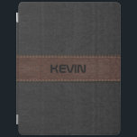 Elegante Stickereien aus schwarzem und braunem Led iPad Hülle<br><div class="desc">Elegantes Bild aus schwarz und braun geheftetem Leder mit individualisierbarem Monogramm.</div>