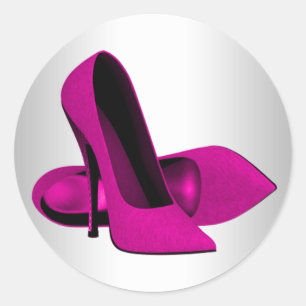 Elegante Stickereien mit Hot Pink High Heel Runder Aufkleber