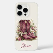 Elegante Stiefel mit Blumen monogrammiert