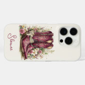 Elegante Stiefel mit Blumen monogrammiert Case-Mate iPhone Hülle (Rückseite (Horizontal))