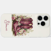 Elegante Stiefel mit Blumen monogrammiert Case-Mate iPhone Hülle (Rückseite (Horizontal))