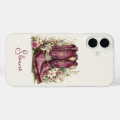 Elegante Stiefel mit Blumen monogrammiert Case-Mate iPhone Hülle (Rückseite (Horizontal))