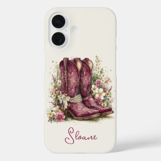 Elegante Stiefel mit monogrammierten Blumen Case-Mate iPhone Hülle (Rückseite)