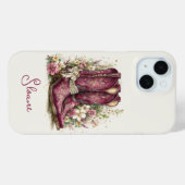 Elegante Stiefel mit monogrammierten Blumen Case-Mate iPhone Hülle (Rückseite (Horizontal))