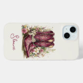 Elegante Stiefel mit monogrammierten Blumen Case-Mate iPhone Hülle (Rückseite (Horizontal))