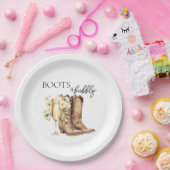 Elegante Stiefel und Bubbly Brautparty Paper Plate Pappteller (Party)