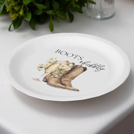 Elegante Stiefel und Bubbly Brautparty Paper Plate Pappteller