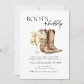 Elegante Stiefel und Bubbly Bridal Dusche Einladun Einladung (Vorderseite)