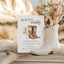 Elegante Stiefel und Bubbly Bridal Dusche Einladun