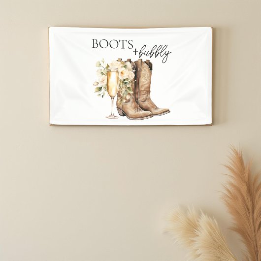 Elegante Stiefel und Bubbly Wester-Brautparty Banner