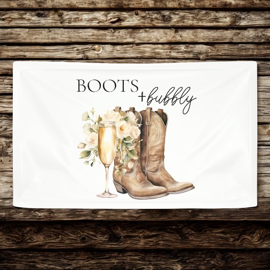 Elegante Stiefel und Bubbly Wester-Brautparty Banner