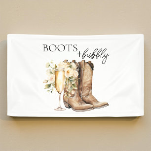 Elegante Stiefel und sprudelnde Wester Brautparty Banner