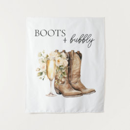 Elegante Stiefel und sprudelnde Wester-Hochzeitsfe Wandteppich