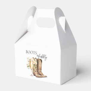 Elegante Stiefel und sprudelnde westliche Brautpar Geschenkschachtel