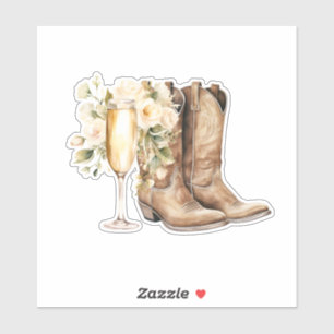 Elegante Stiefel und sprudelnder maßgeschneiderter Aufkleber