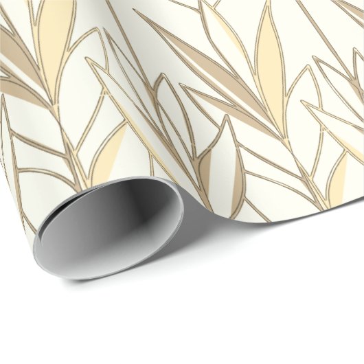 Elegante Stier und White Foliage Art Deco Geschenkpapier (Rolleneckpunkt)