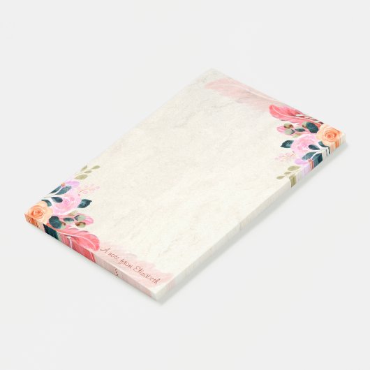 Elegante Stilftige Blume Feather Post-it Klebezettel (angewinkelt)