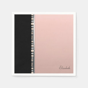 Elegante Stilftige Perlen Diamonds Black Pink Serviette