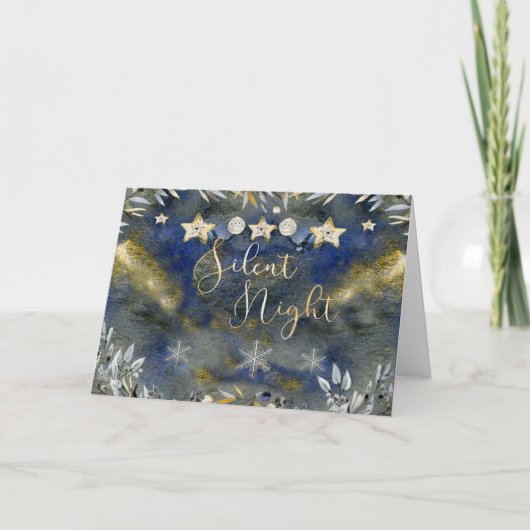 Elegante Stille Nacht Weihnachtskarte Feiertagskarte (Vorderseite)