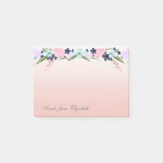 Elegante Stilmädchen , Aquarellfarben-Blume Post-it Klebezettel (Vorderseite)