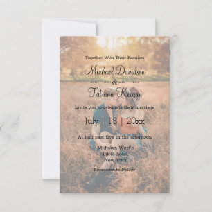 elegante Stilschrift verblasst Foto Hochzeit Einladung