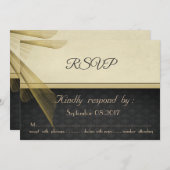 Elegante, stilvolle Black Damask Wedding RSVP Card Einladung (Vorne/Hinten)