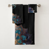 Elegante Stilvolle Black Gold Farbenspiel Mandala Badhandtuch Set (Insitu)