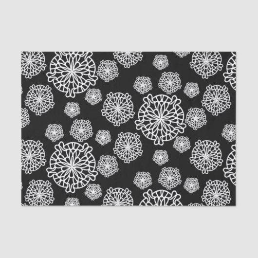 Elegante, stilvolle Black & White Mandala Blume Seidenpapier (Vorderseite)
