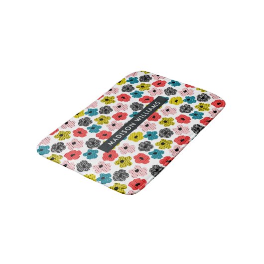 Elegante stilvolle Blume Minimalistisch Bath Mat Badematte (Schrägansicht)