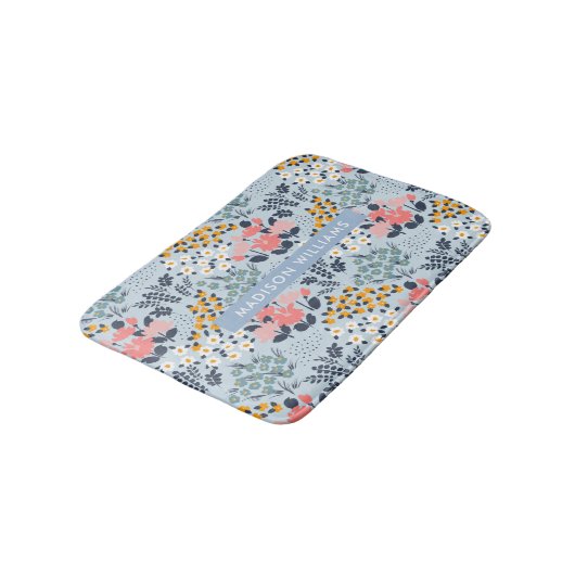 Elegante stilvolle Blume Minimalistisch Bath Mat Badematte (Schrägansicht)