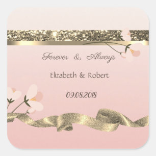 Elegante stilvolle Blumenhochzeit Quadratischer Aufkleber