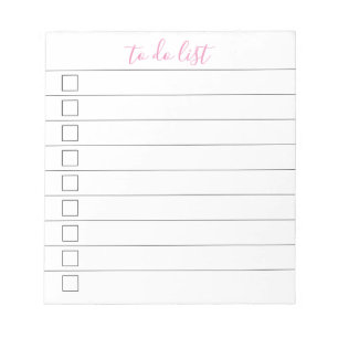 Elegante stilvolle chic To-Do-Liste Handschrift Sc Notizblock