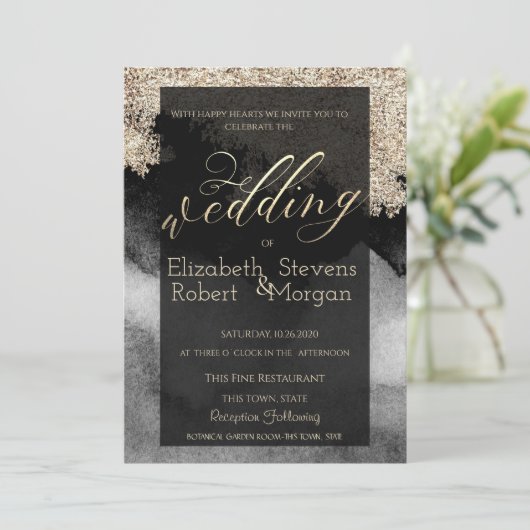 Elegante stilvolle Chic Wedding Einladung (Stehend Vorderseite)