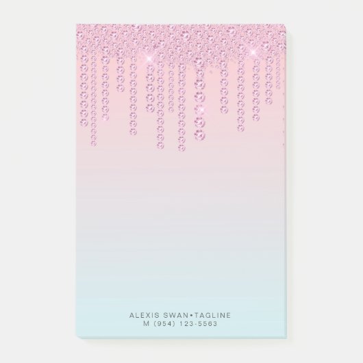 Elegante, stilvolle Chick Ober rosa und blaue Diam Post-it Klebezettel (Vorderseite)