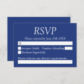 Elegante stilvolle Dark Blue Wedding RSVP Card (Vorne/Hinten)
