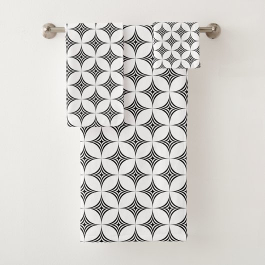 Elegante stilvolle Diamanten in Schwarz & Weiß Badhandtuch Set (Insitu)