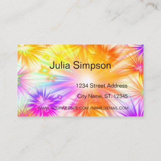 Elegante, stilvolle, farbenfrohe Balkone, Feuerwer Visitenkarte (Rückseite)