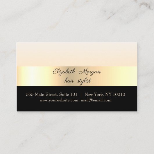 Elegante, stilvolle gestreifte, Gold, Schwarz, Tre Treuekarte (Rückseite)