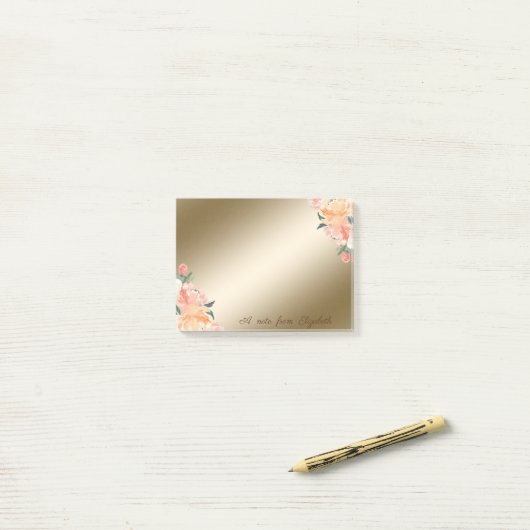 Elegante Stilvolle, Girly, Aquarellfarben-Blume Post-it Klebezettel (Auf Schreibtisch)