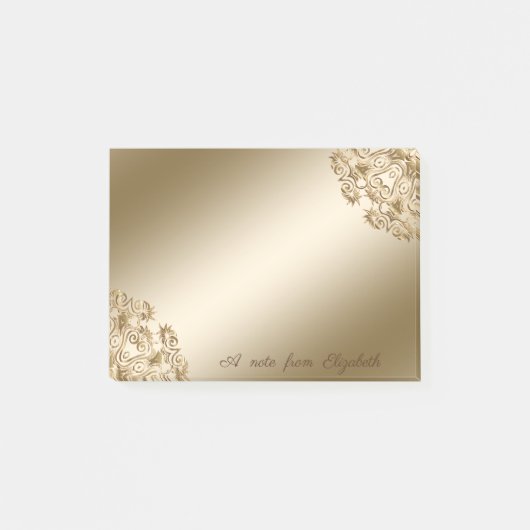 Elegante, stilvolle, Girly, Gold Wirbel Post-it Klebezettel (Vorderseite)