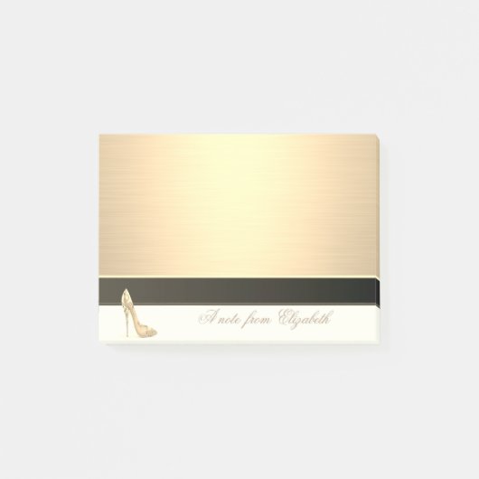 Elegante, stilvolle Girly, Imitate Gold, High Heel Post-it Klebezettel (Vorderseite)