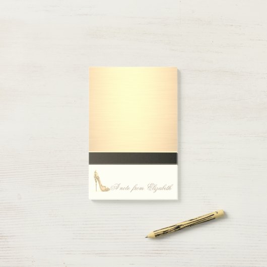 Elegante, stilvolle Girly, Imitate Gold, High Heel Post-it Klebezettel (Auf Schreibtisch)