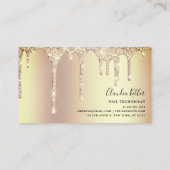 Elegante, stilvolle Gold Glitzer Tropfen Nägel Visitenkarte (Rückseite)