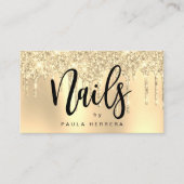Elegante, stilvolle Gold Glitzer Tropfen Nägel Visitenkarte (Vorderseite)
