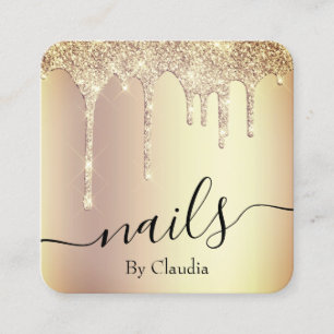 Elegante, stilvolle Gold Glitzer Tropfen Nails Quadratische Visitenkarte