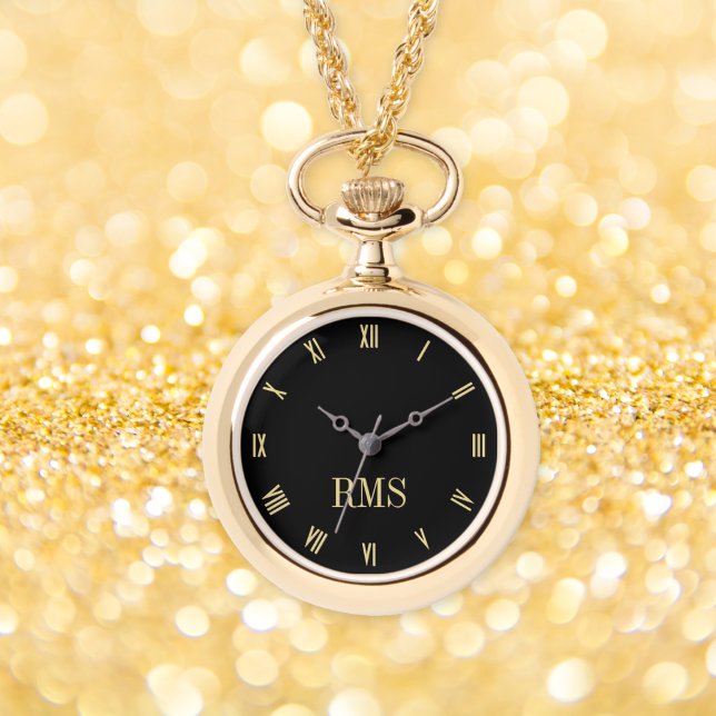 Elegante, stilvolle Gold Mit Monogramm Necklace Wa Armbanduhr (Elegant Stylish Gold Monogrammed Necklace Watch)